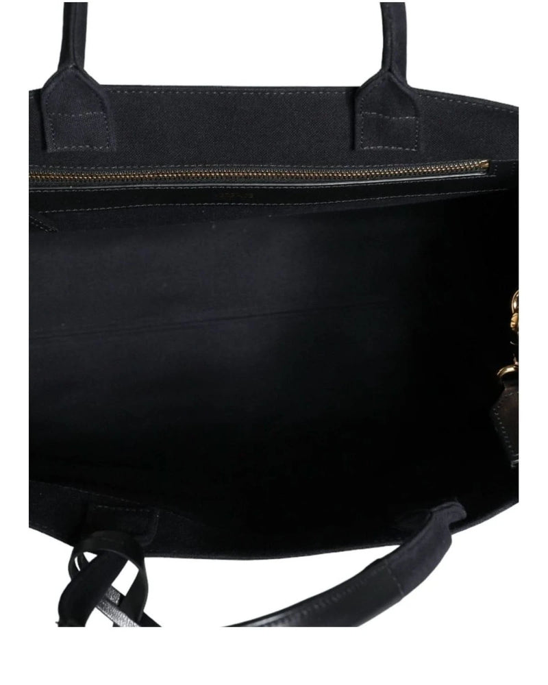 Versace Top Black Handle Canvas Leather Logo Crossbody Tote Bag Cross Body Bags
