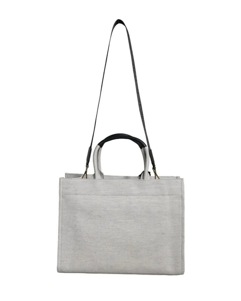 Versace Top White Handle Canvas Leather Logo Crossbody Tote Bag Cross Body Bags