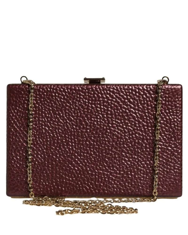 Dolce & Gabbana Leather Clutch Evening Crossbody Maroon Bag Glam Steals