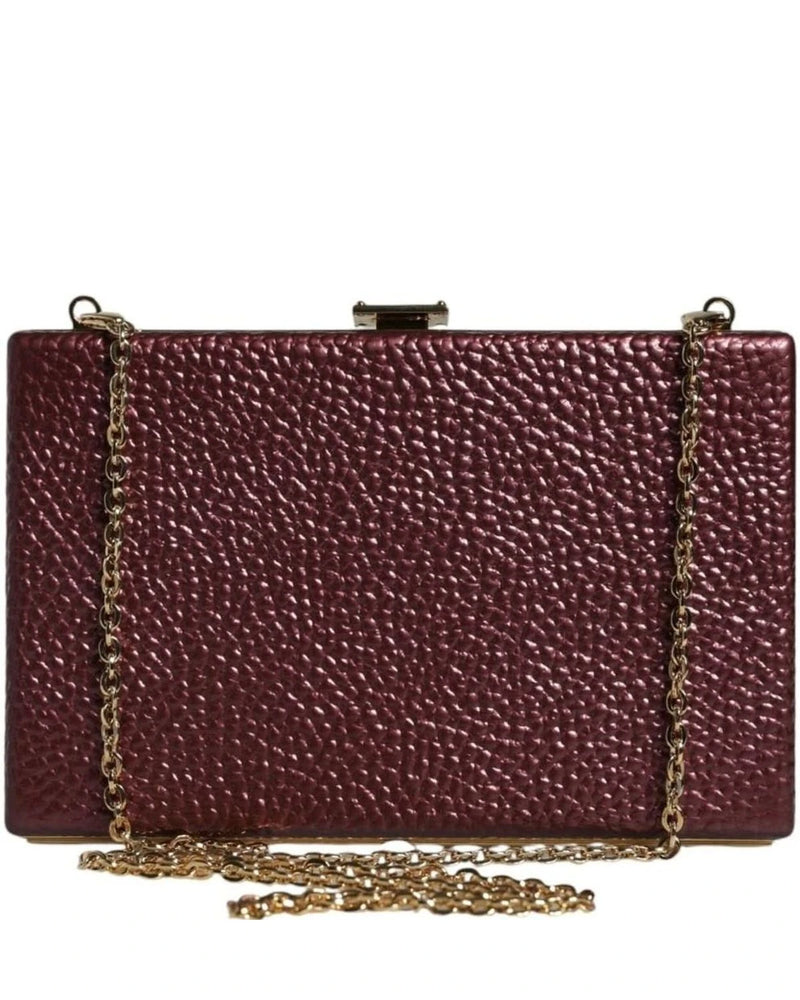 Dolce & Gabbana Leather Clutch Evening Crossbody Maroon Bag Clutch Bags