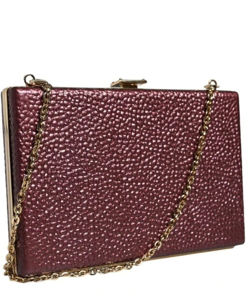 Dolce & Gabbana Leather Clutch Evening Crossbody Maroon Bag Clutch Bags