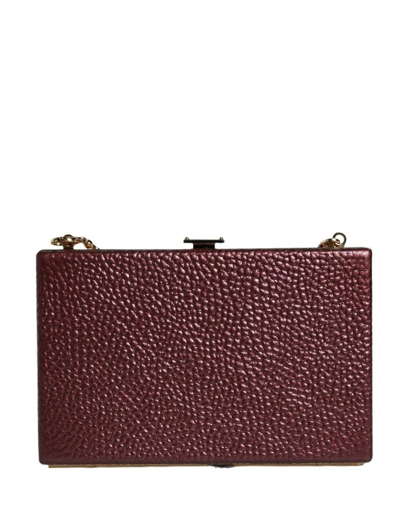 Dolce & Gabbana Leather Clutch Evening Crossbody Maroon Bag Clutch Bags