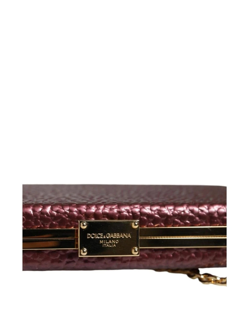 Dolce & Gabbana Leather Clutch Evening Crossbody Maroon Bag Clutch Bags