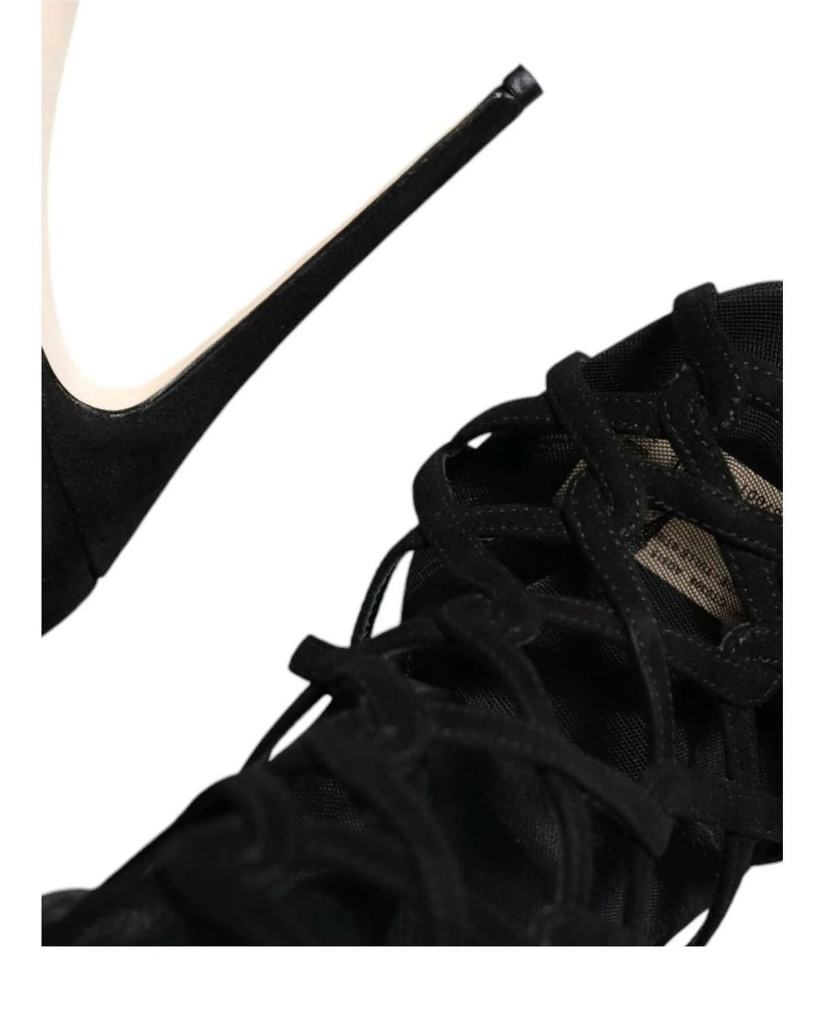 Dolce & Gabbana Black Tulle Stretch Heels Sandals Shoes Heels