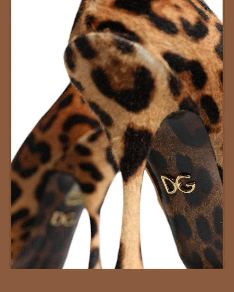 Dolce & Gabbana Brown Leopard Calf Hair Heels Pumps Shoes Heels