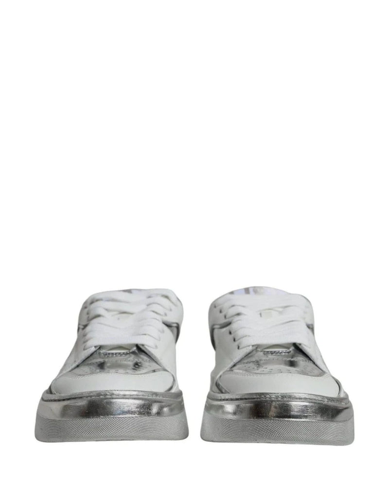 Dolce & Gabbana White Leather Low Top Sneakers Shoes Sneakers