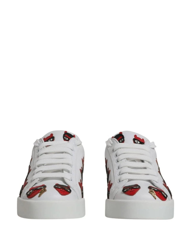 Dolce & Gabbana White Devil Face Portofino Sneakers Shoes Sneakers
