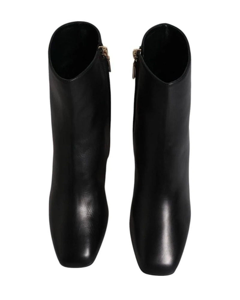 Dolce & Gabbana Black Jackie Leather Mid Calf Boots Shoes Boots
