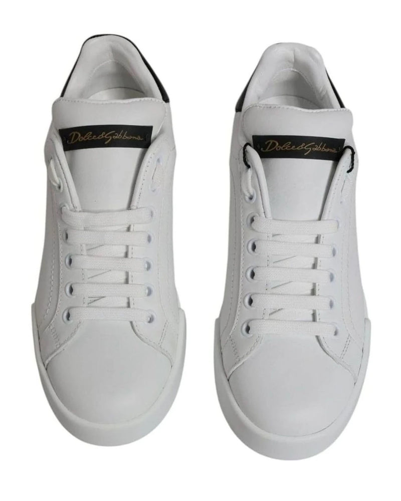 Dolce & Gabbana White Leather Classic Low Top Sneakers Shoes Sneakers