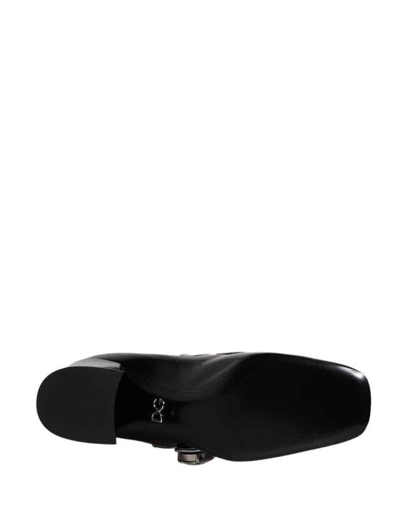 Dolce & Gabbana Black Patent Leather Crystal Mary Jane Pumps Shoes Heels