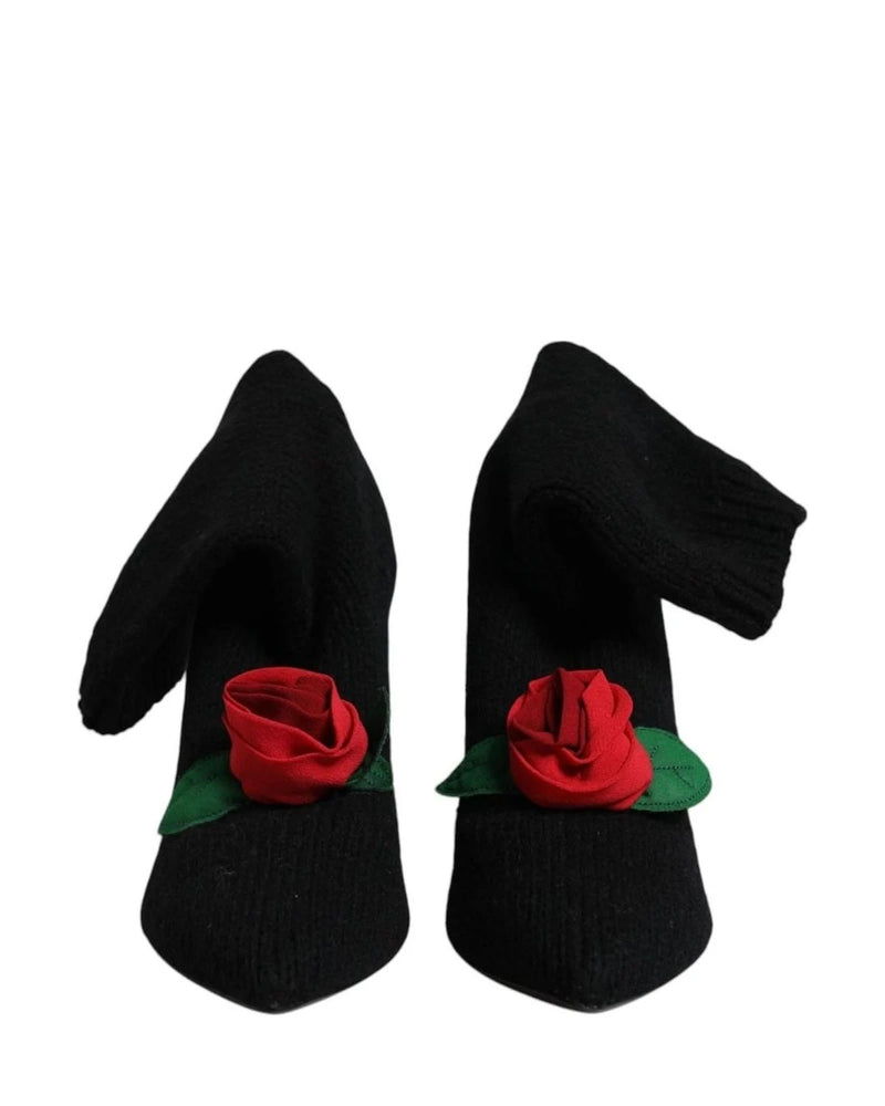 Dolce & Gabbana Black Stiletto Heels Mid Calf Boots Shoes Boots