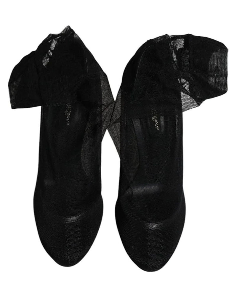 Dolce & Gabbana Black Nylon Mesh Sock Style Boots Shoes Boots