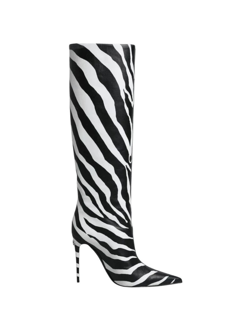 Dolce & Gabbana Black Zebra Heels High Boots Shoes Boots