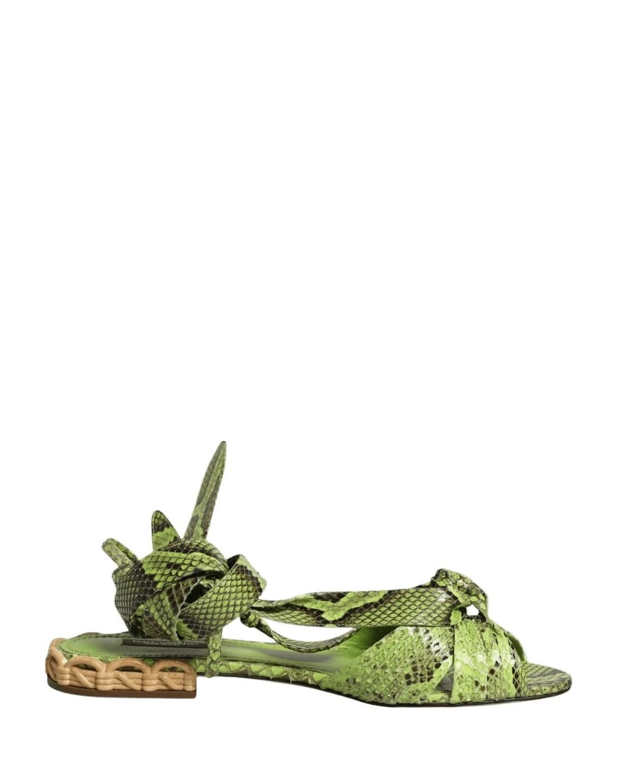 Dolce & Gabbana Green Animal Print Ankle Wrap Sandals Shoes Glam Steals