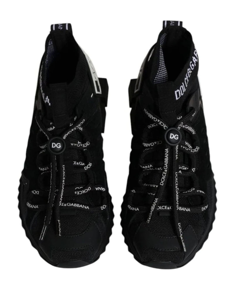 Dolce & Gabbana Black Sorrento Socks Logo Sneakers Shoes Sneakers