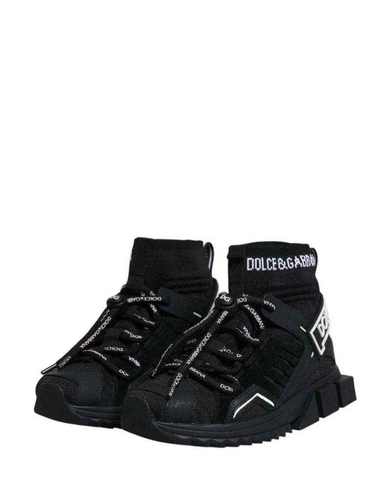 Dolce & Gabbana Black Sorrento Socks Logo Sneakers Shoes Sneakers
