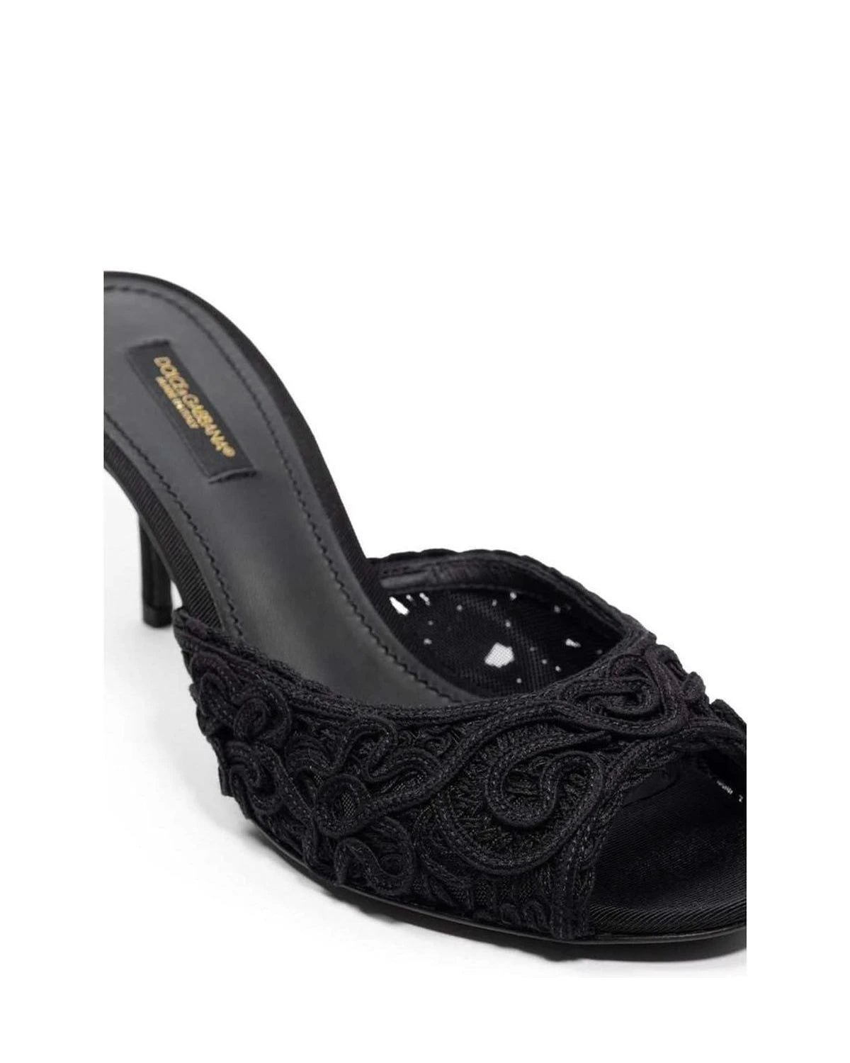 Dolce & Gabbana Black Cotton Sandal Heels