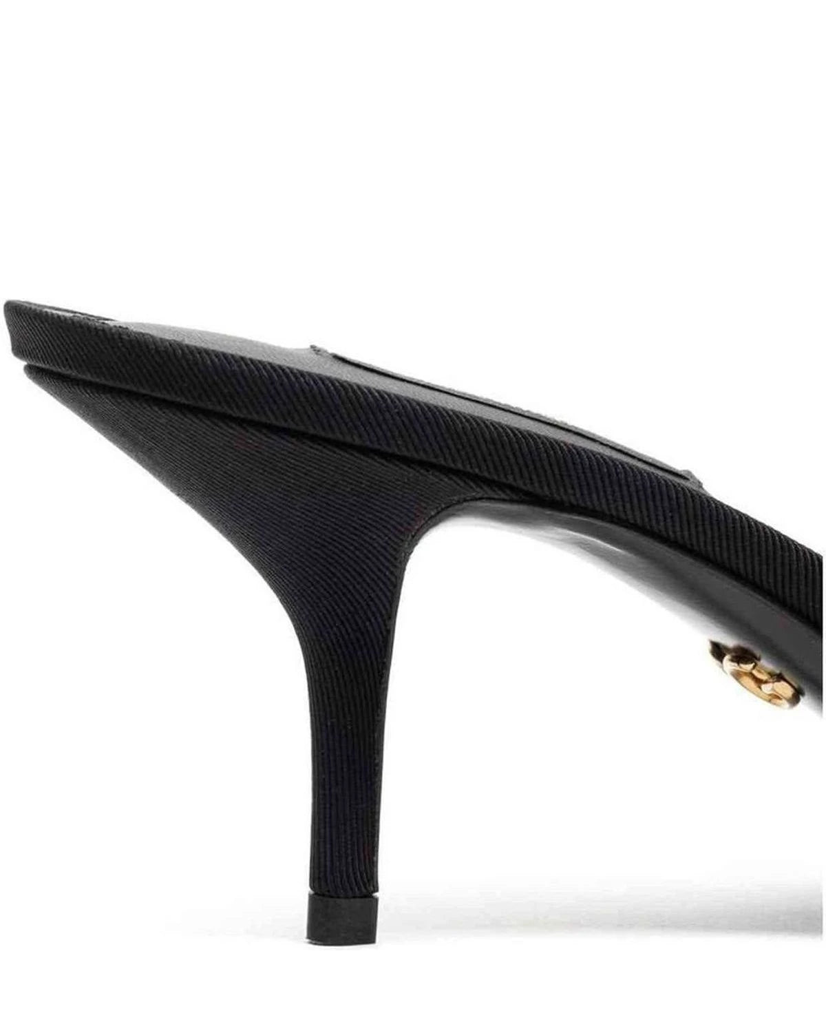 Dolce & Gabbana Black Cotton Sandal Heels
