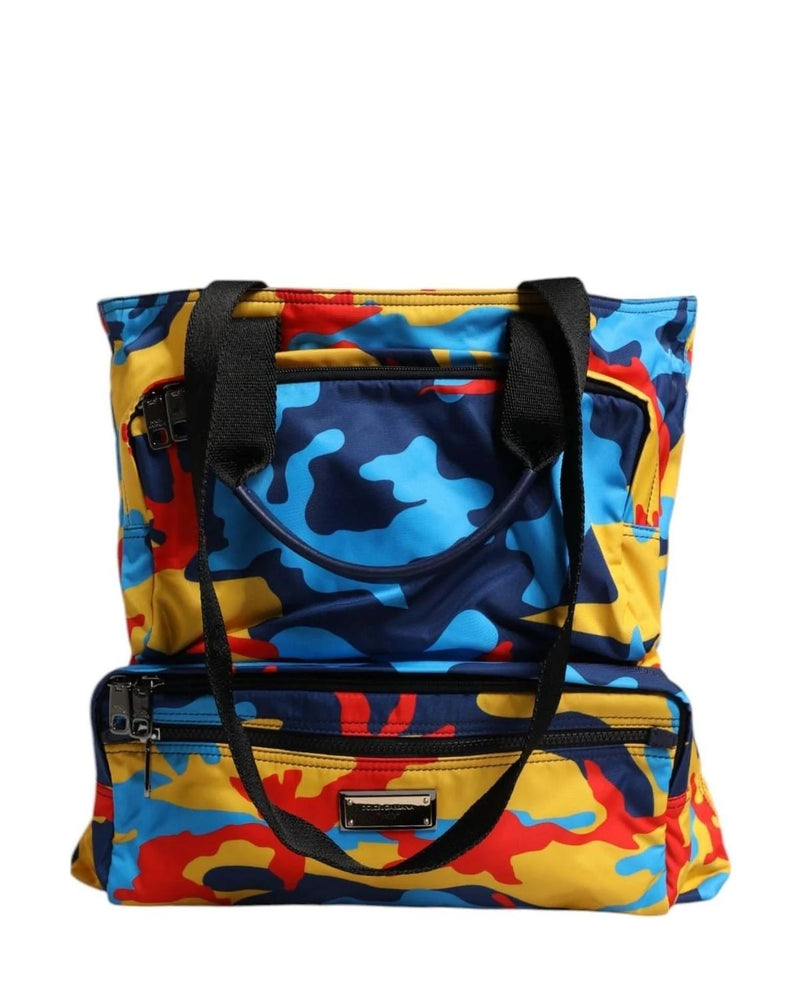 Dolce & Gabbana Multicolor Camouflage Nylon Shopping Tote Bag Handbags