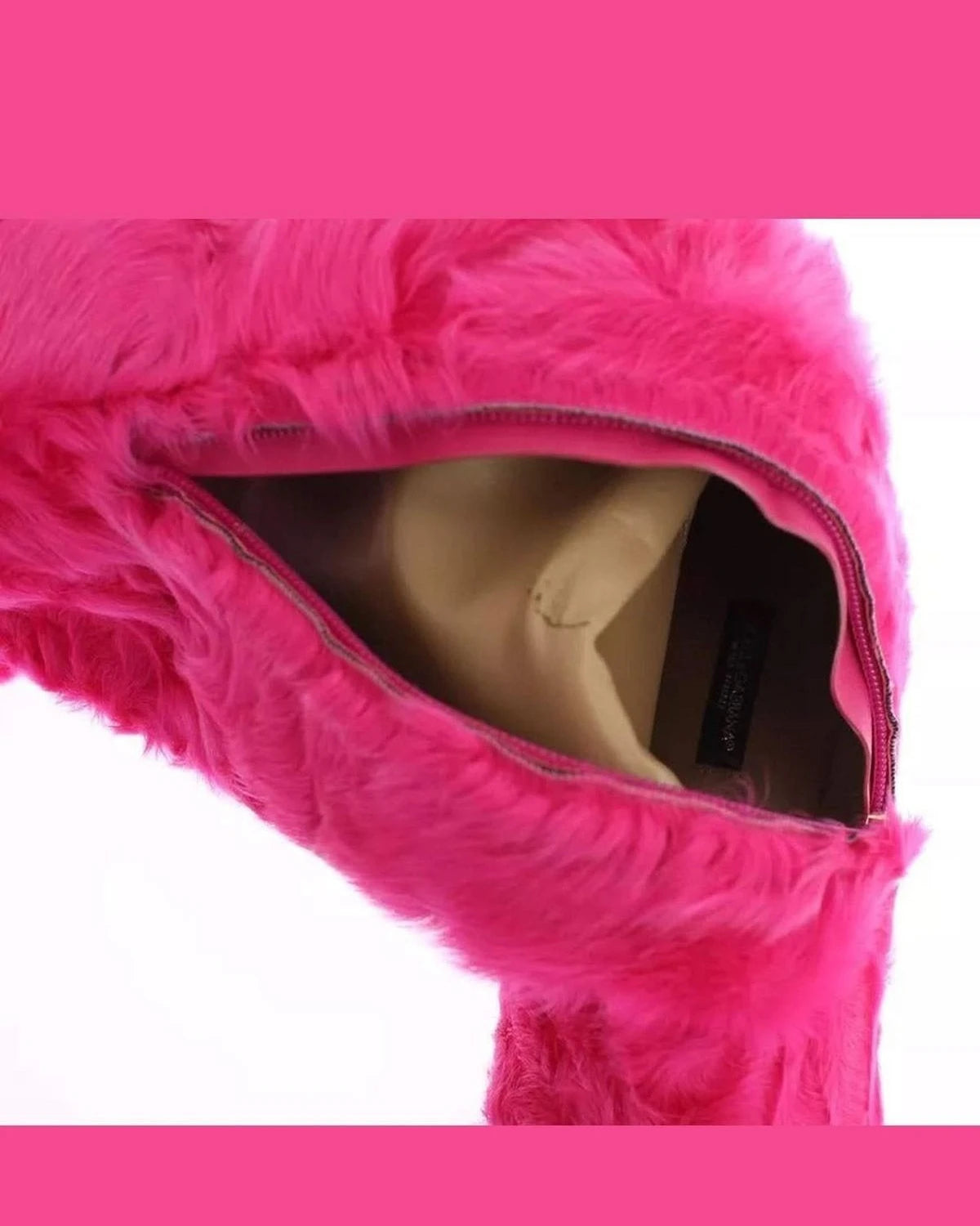 Dolce & Gabbana Pink Lamb Fur Leather Flat Boots Shoes Boots
