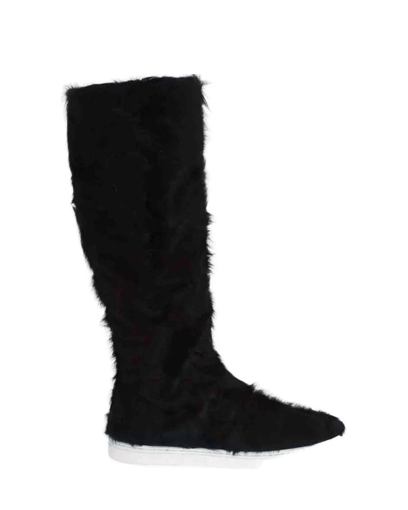 Dolce & Gabbana Black Xiangao Lamb Fur Leather Boots Shoes Boots