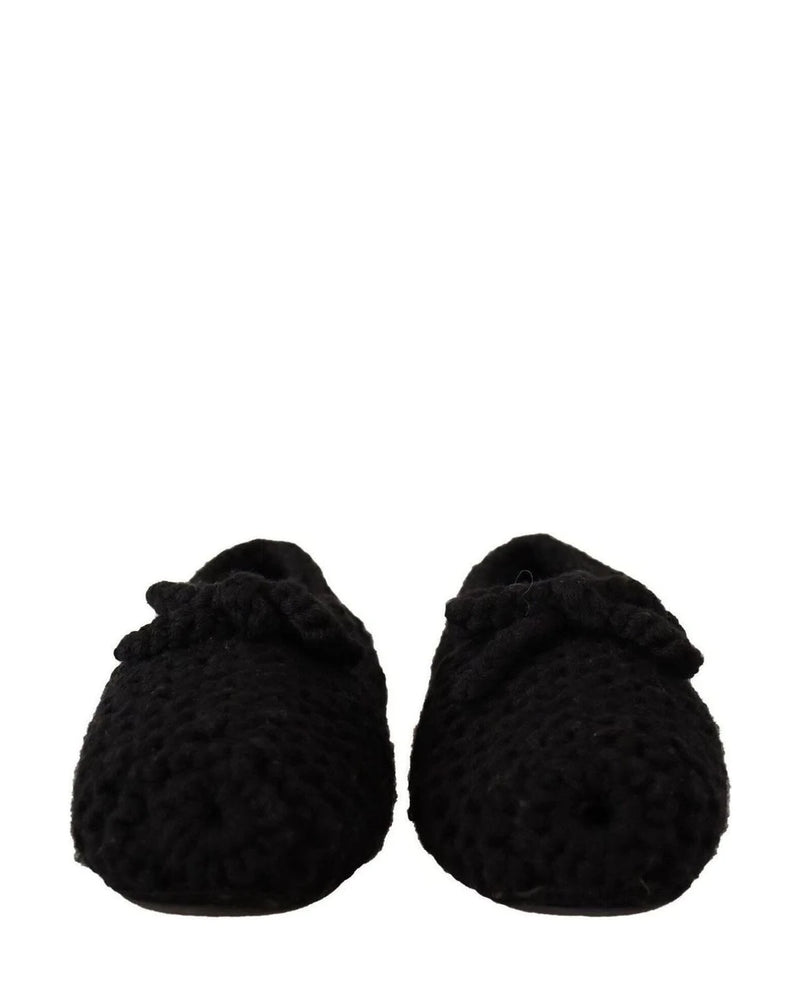 Dolce & Gabbana Black Wool Elegant Knit Ballet Flats Flats