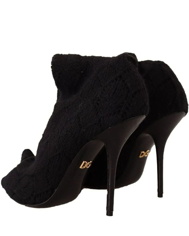 Dolce & Gabbana Black Elegant Stretch Socks Boots Boots