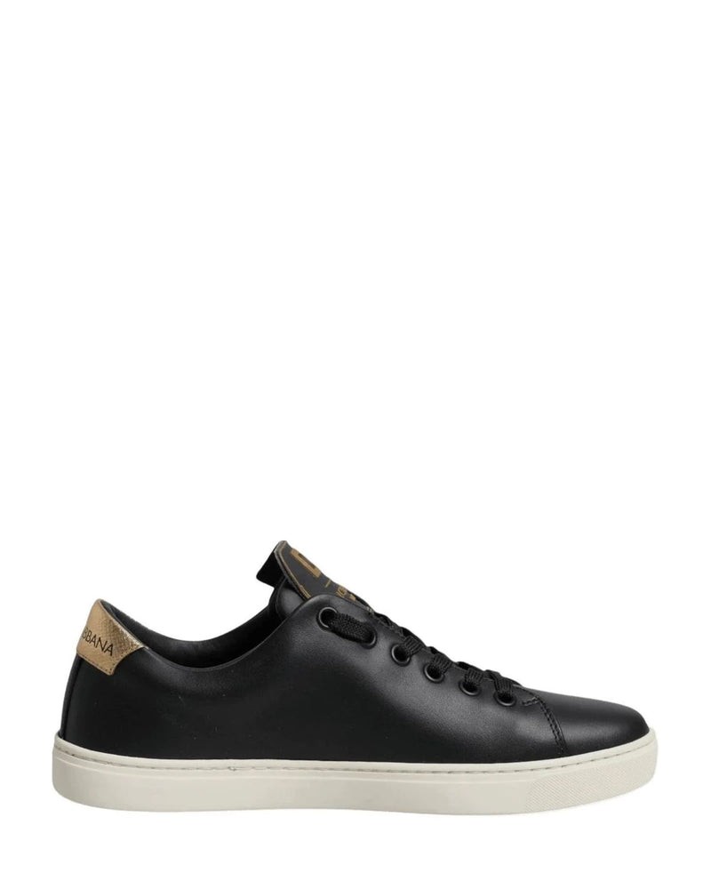 Dolce & Gabbana Black Leather Heart Sneakers Shoes Sneakers