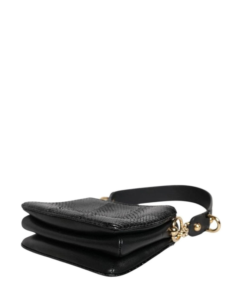 Dolce & Gabbana Black Leather Exotic Shoulder Sling Clutch Bag Shoulder Bags