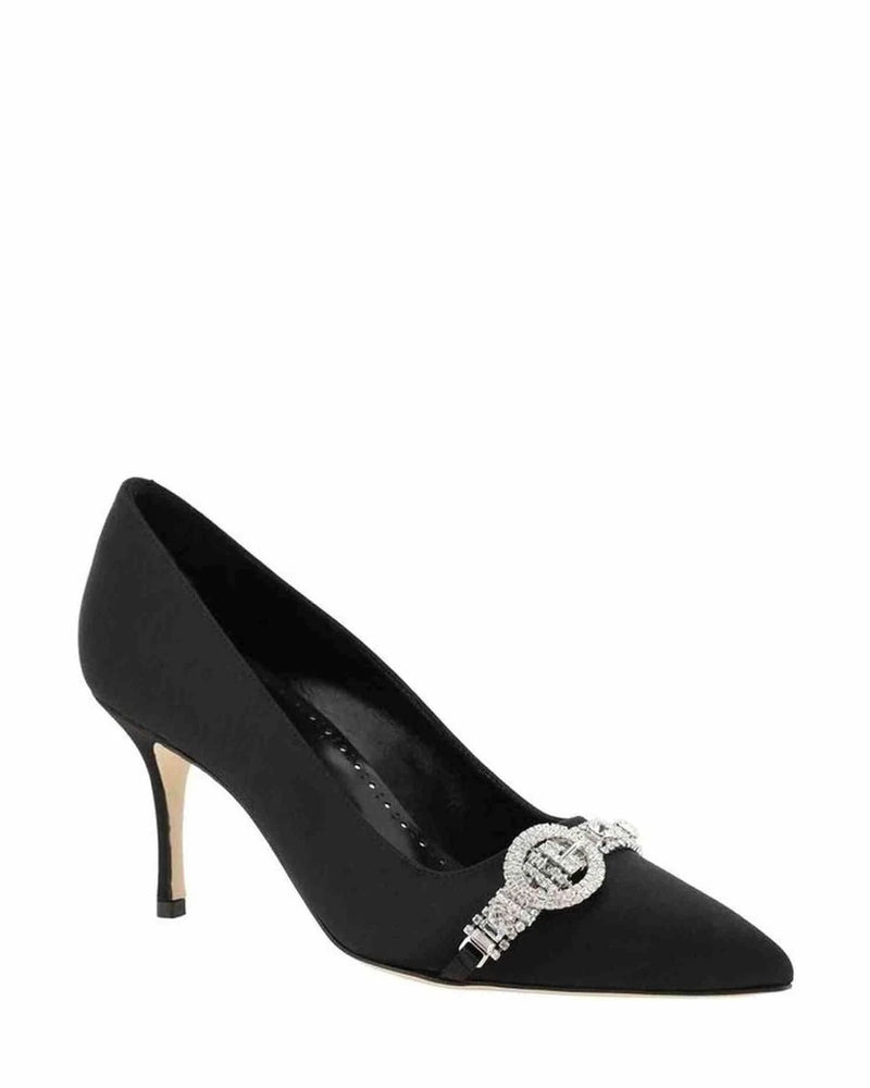 Manolo Blahnik Black Satin Asapump Pumps Heels