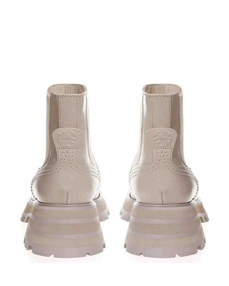 Alexander Mcqueen Gray Leather Chic Boots For Elegant Steps Boots