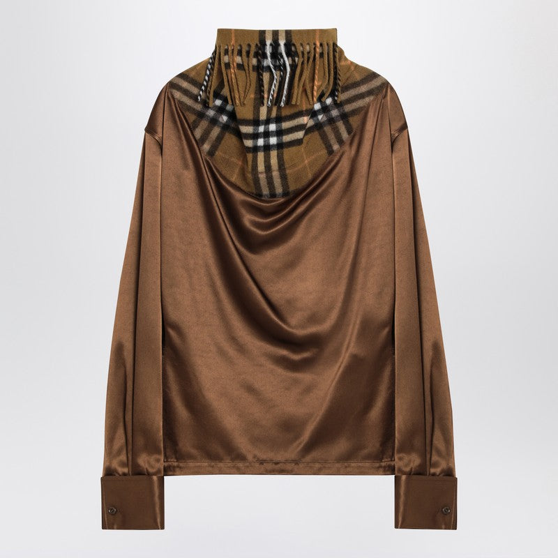Burberry Satin Shirt with Check Panel Glam Steals