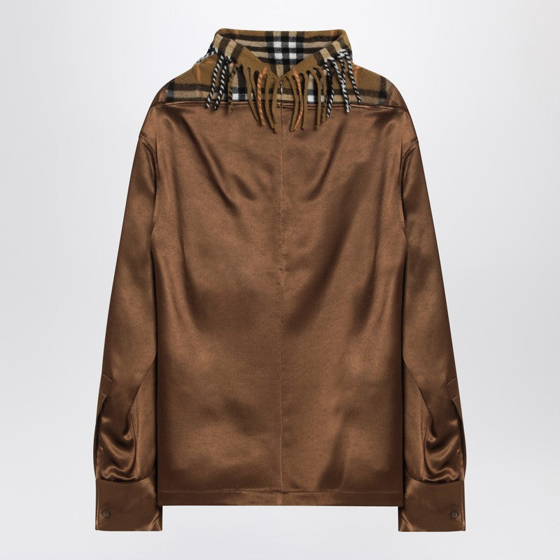 Burberry Satin Shirt with Check Panel Glam Steals
