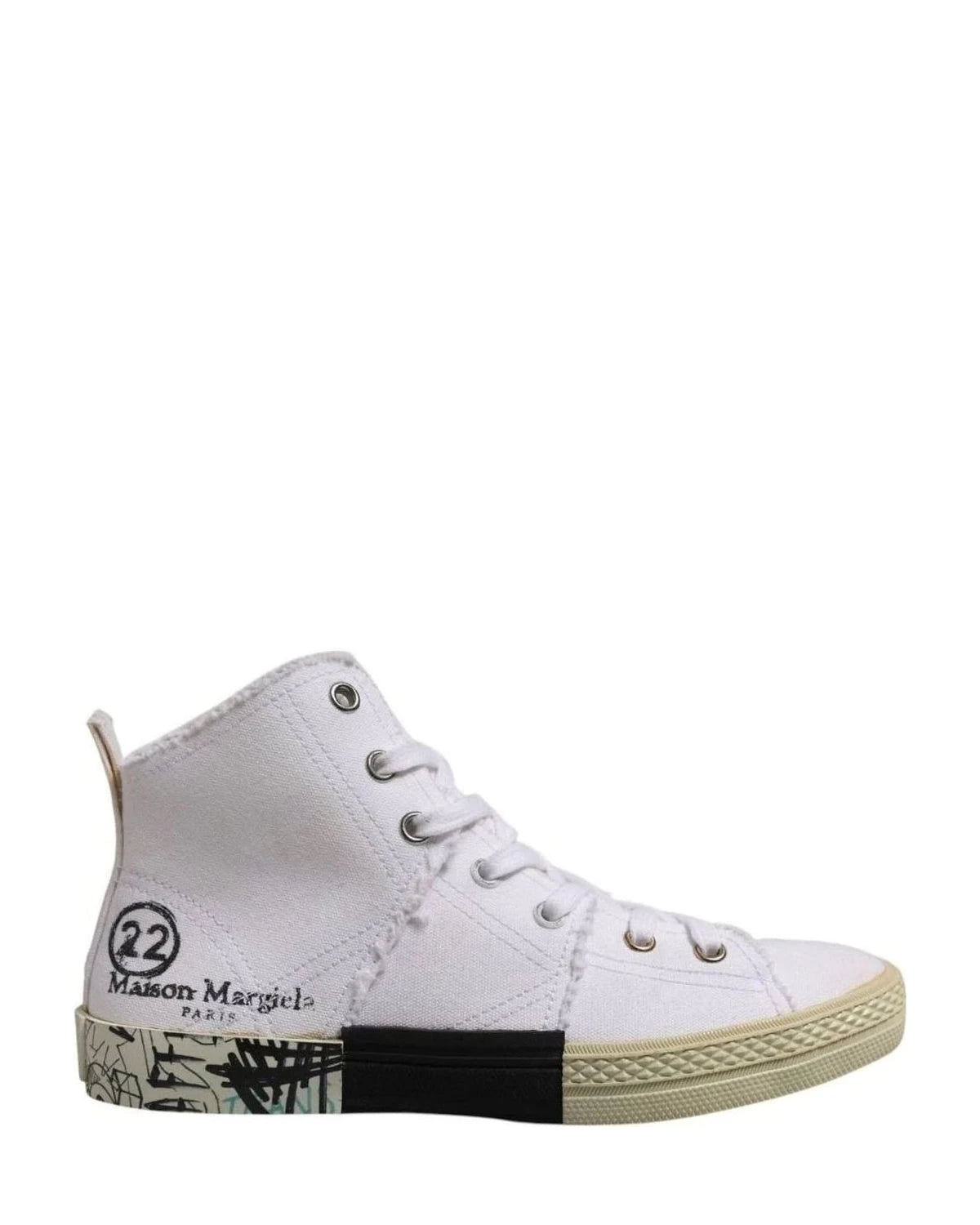 Maison Margiela White Lace Up Mid Top Women Sneakers Shoes Sneakers