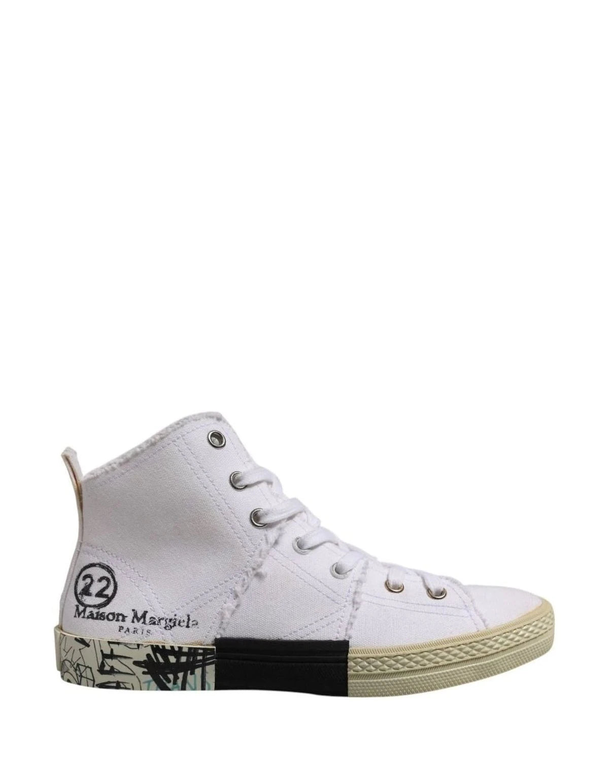 Maison Margiela White Lace Up Mid Top Women Sneakers Shoes Sneakers