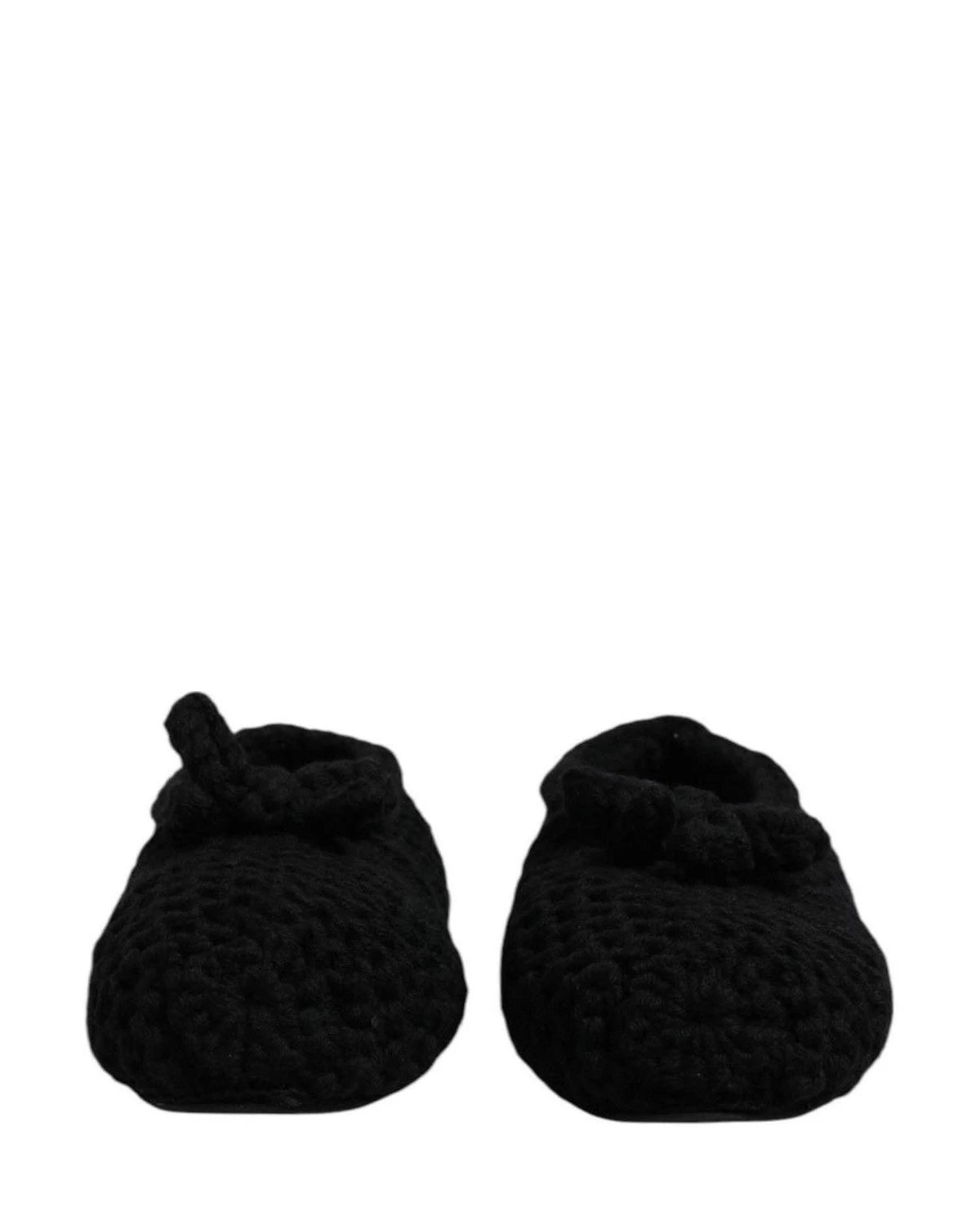 Dolce & Gabbana Black Wool Slip On Flats Ballerina Shoes Flats