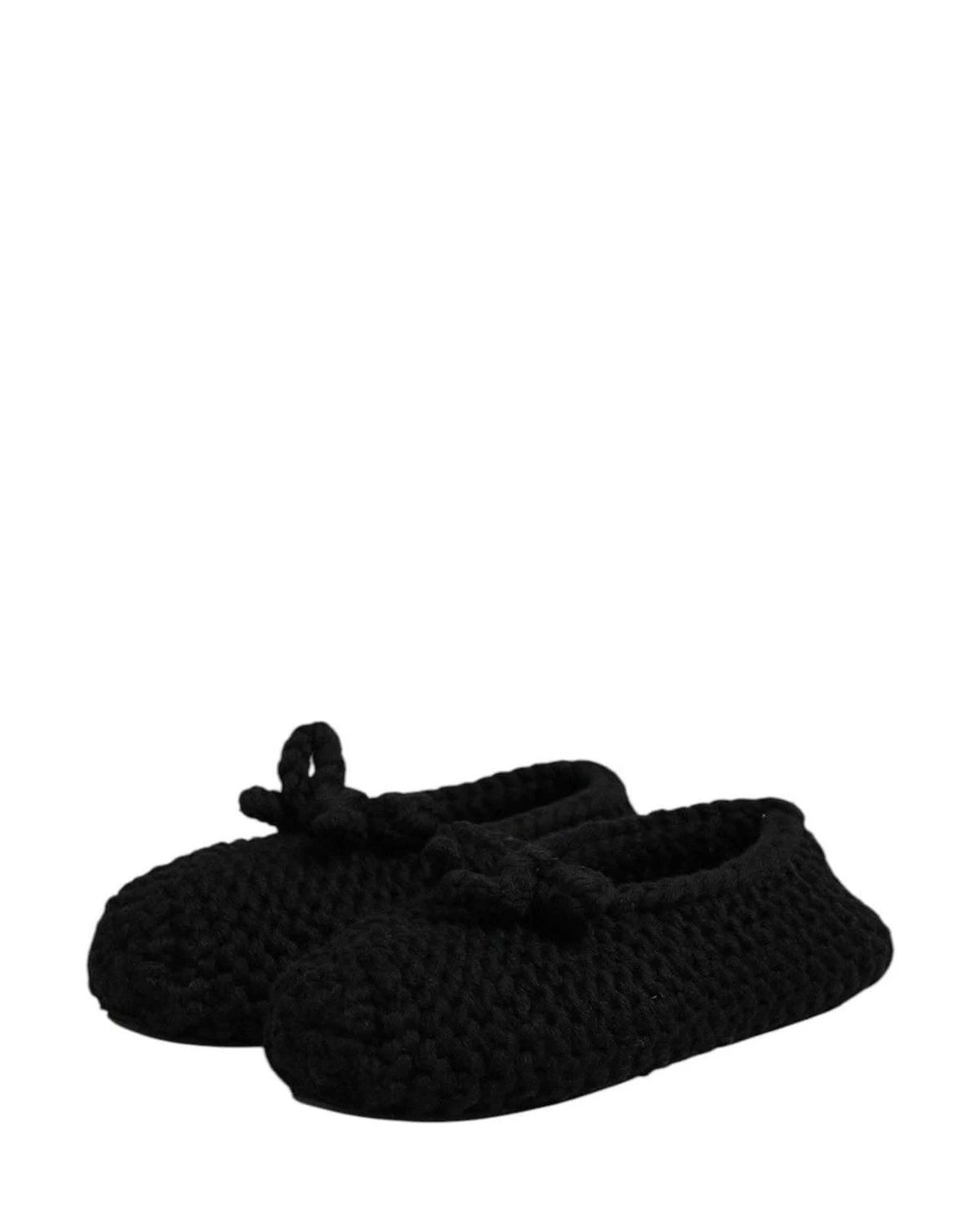 Dolce & Gabbana Black Wool Slip On Flats Ballerina Shoes Flats