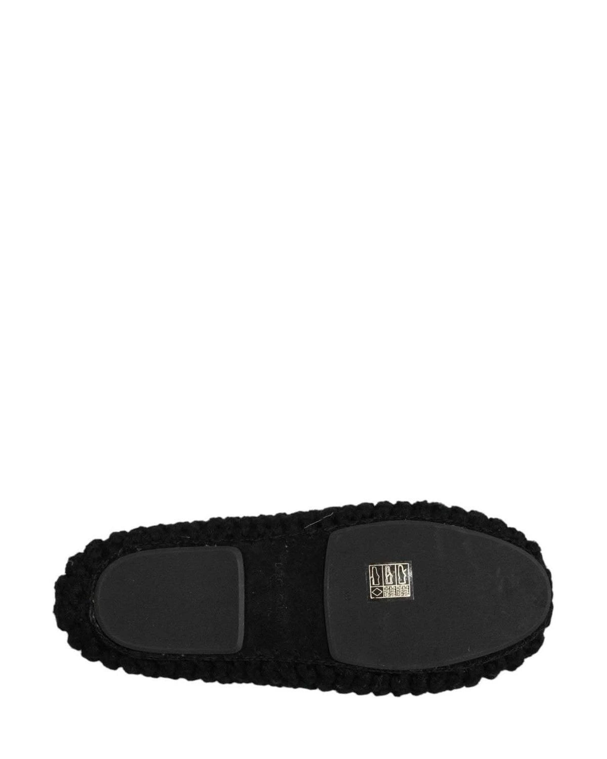 Dolce & Gabbana Black Wool Slip On Flats Ballerina Shoes Flats