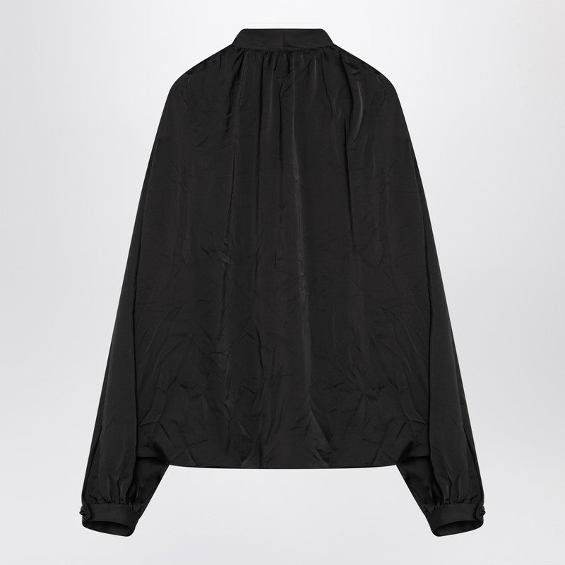Balenciaga Black Satin Blouse with Bow Glam Steals