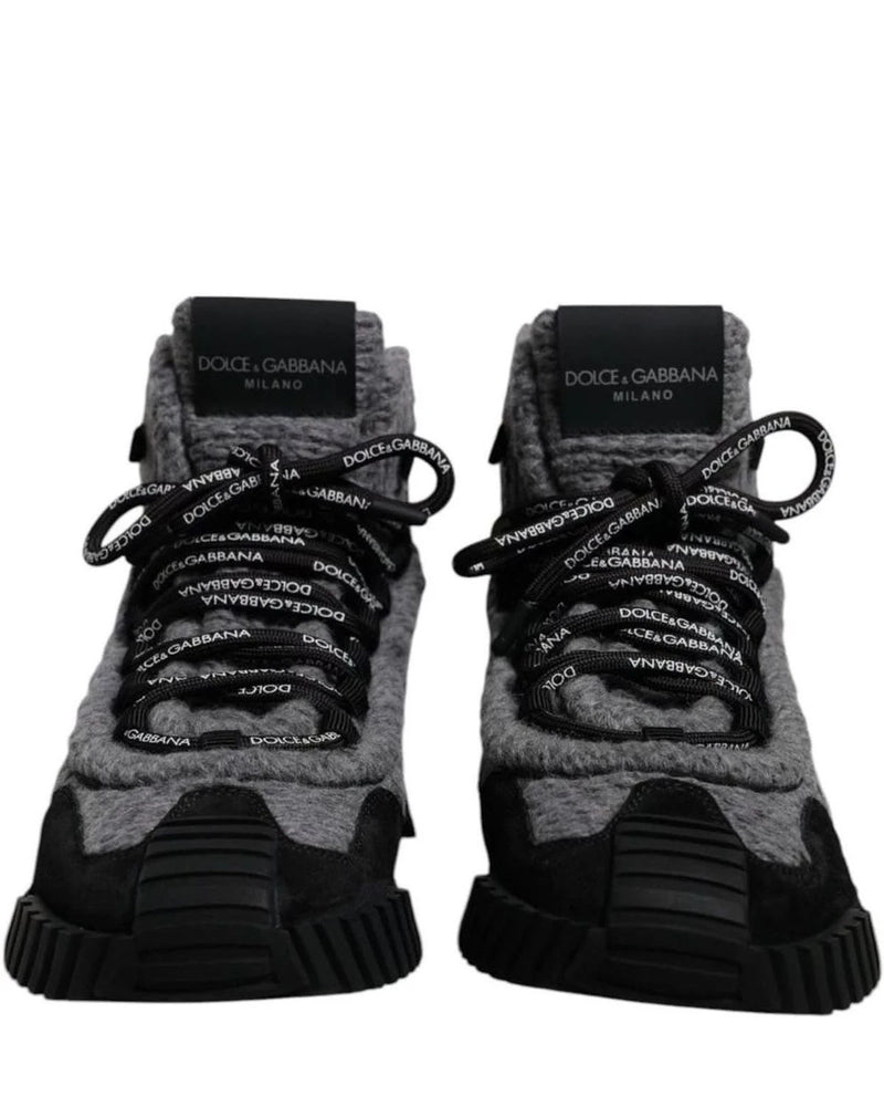 Dolce & Gabbana Black Gray Ns1 High Top Boots Sneakers Shoes Boots