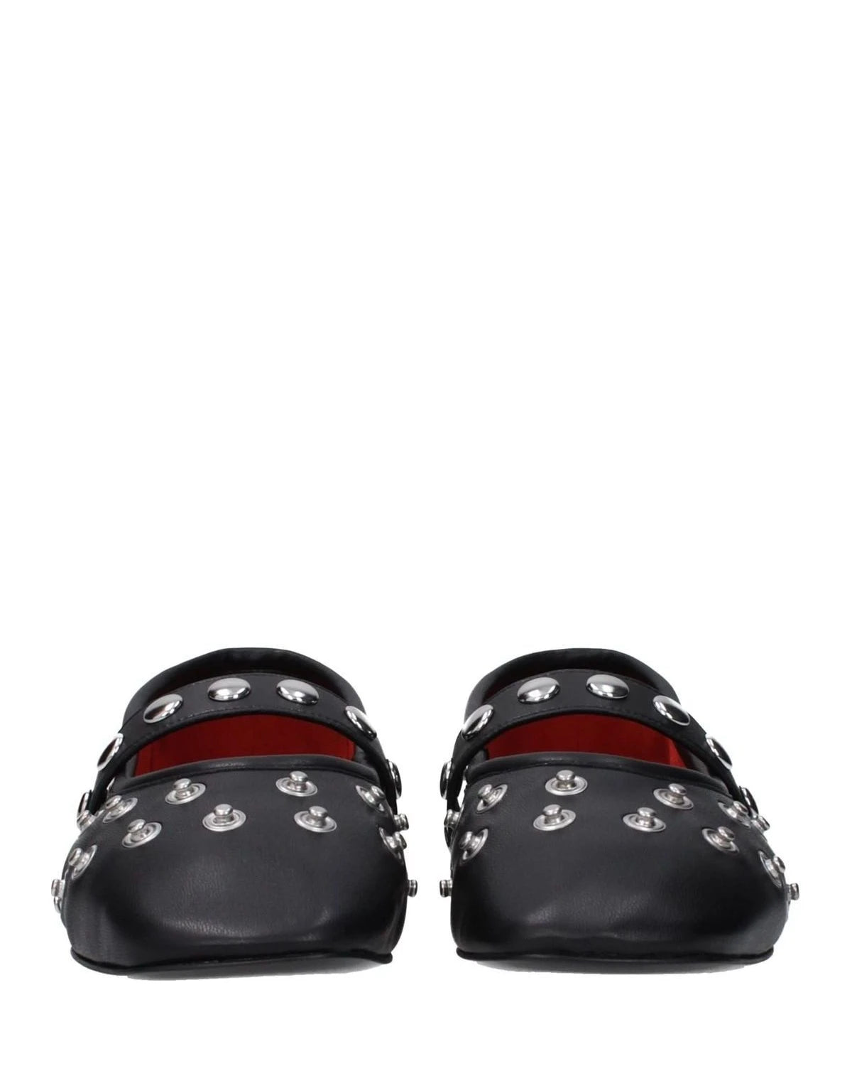 Stella Mccartney Black Leather Ballet Flats Flats