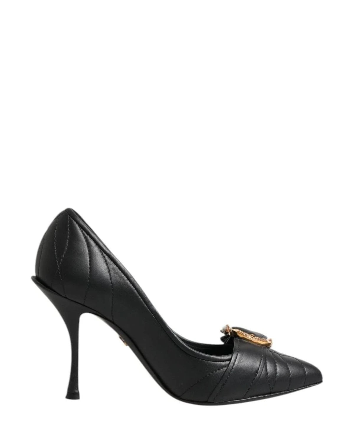Dolce & Gabbana Black Leather Devotion Heels Pumps Shoes Heels