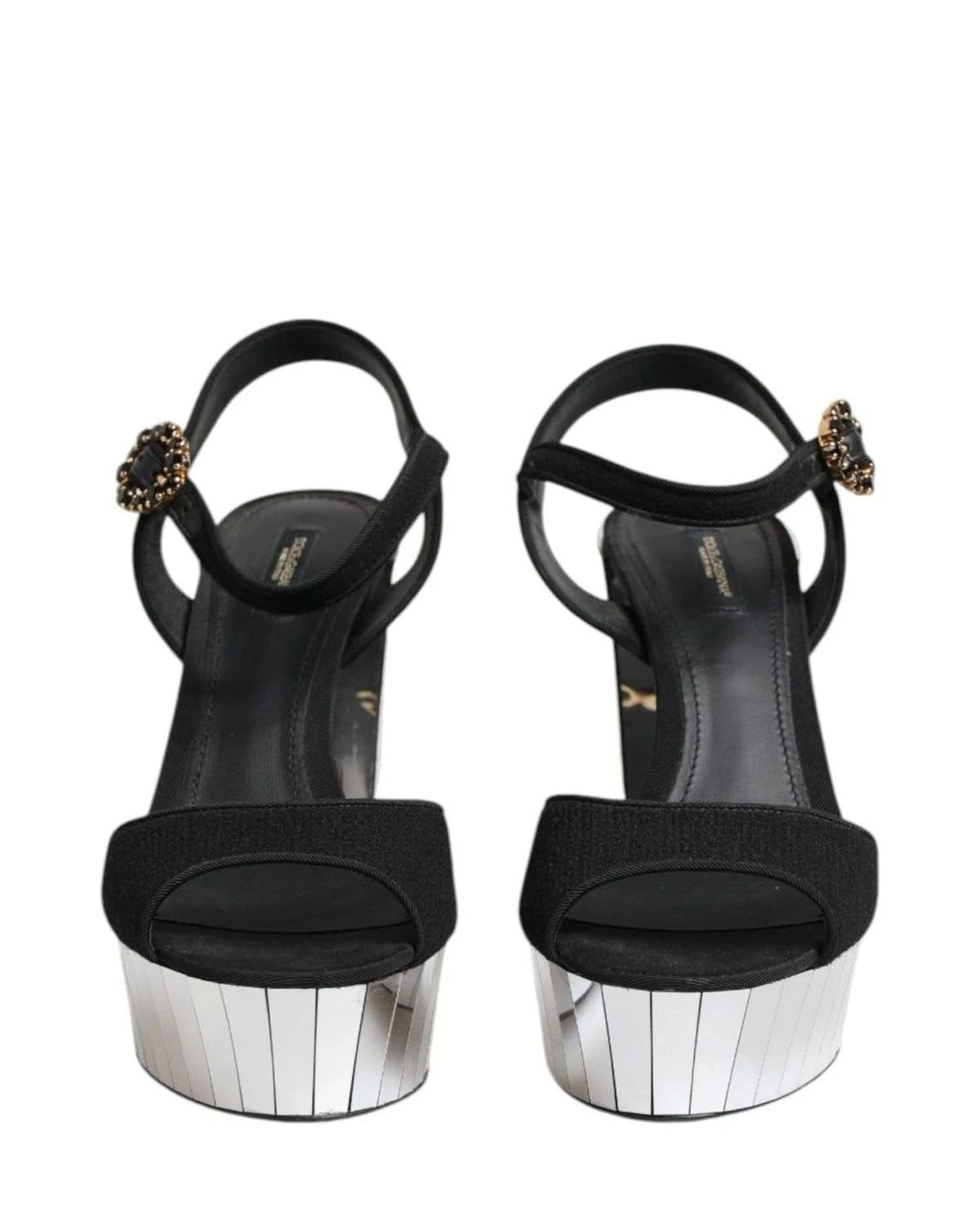 Dolce & Gabbana Black Crystal Ankle Strap Keira Sandals Shoes Heels