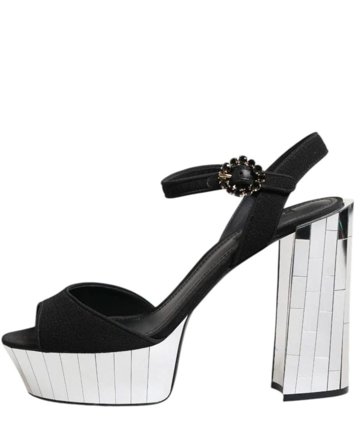 Dolce & Gabbana Black Crystal Ankle Strap Keira Sandals Shoes Heels
