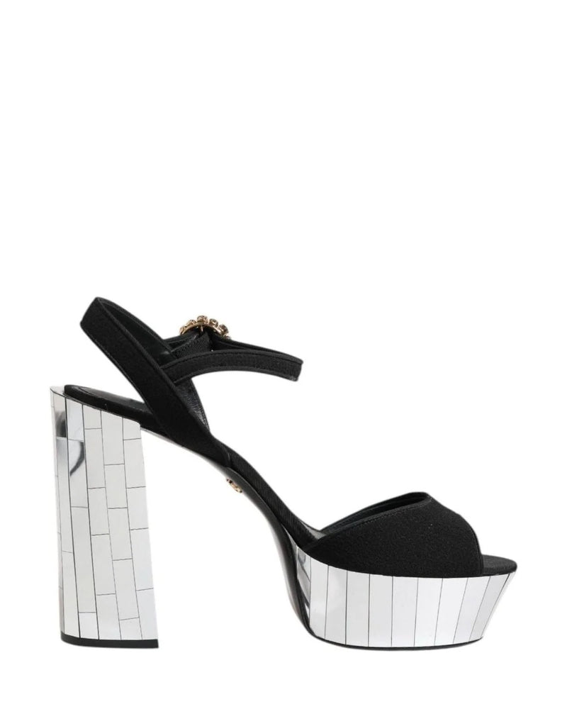 Dolce & Gabbana Black Crystal Ankle Strap Keira Sandals Shoes Heels