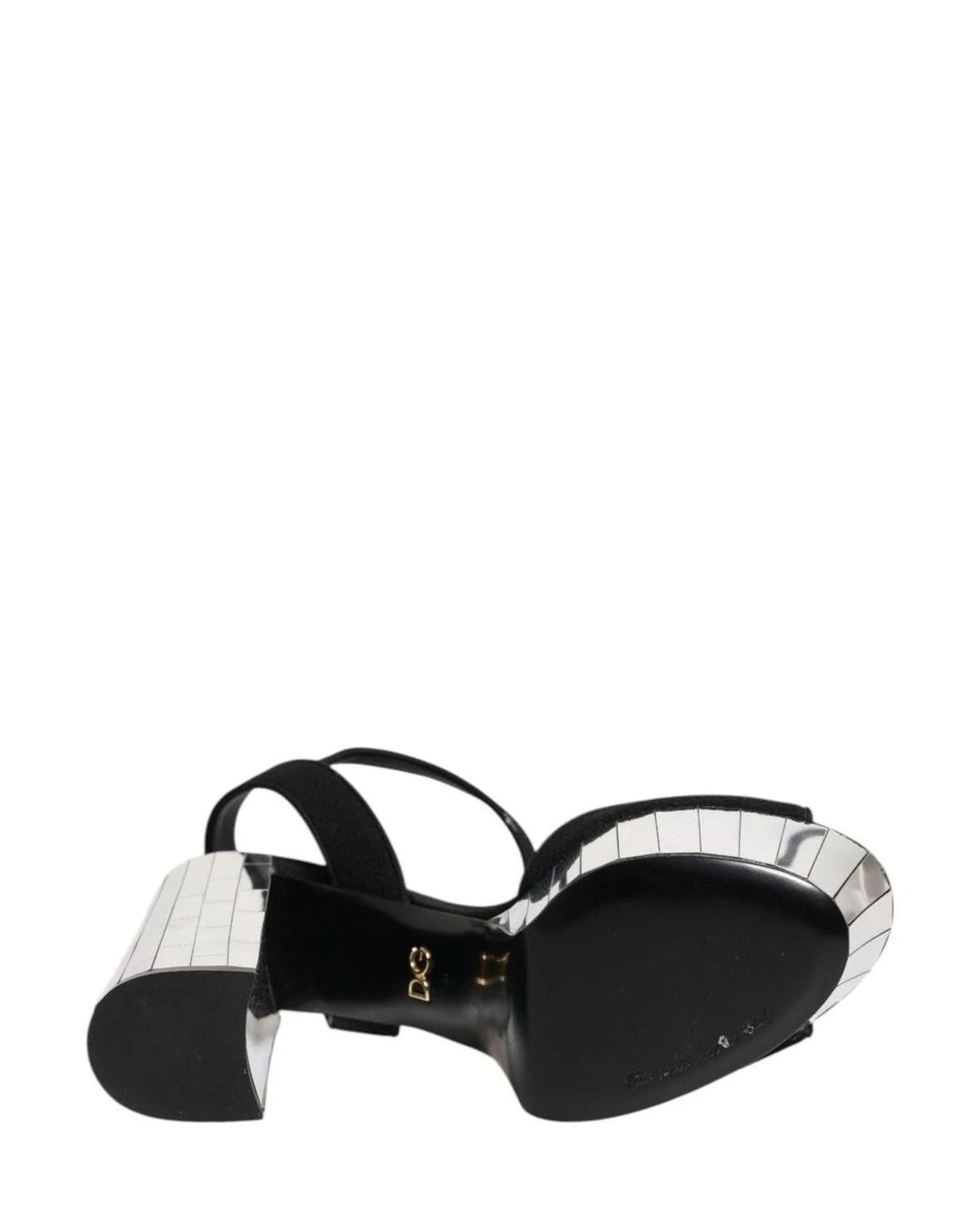Dolce & Gabbana Black Crystal Ankle Strap Keira Sandals Shoes Heels