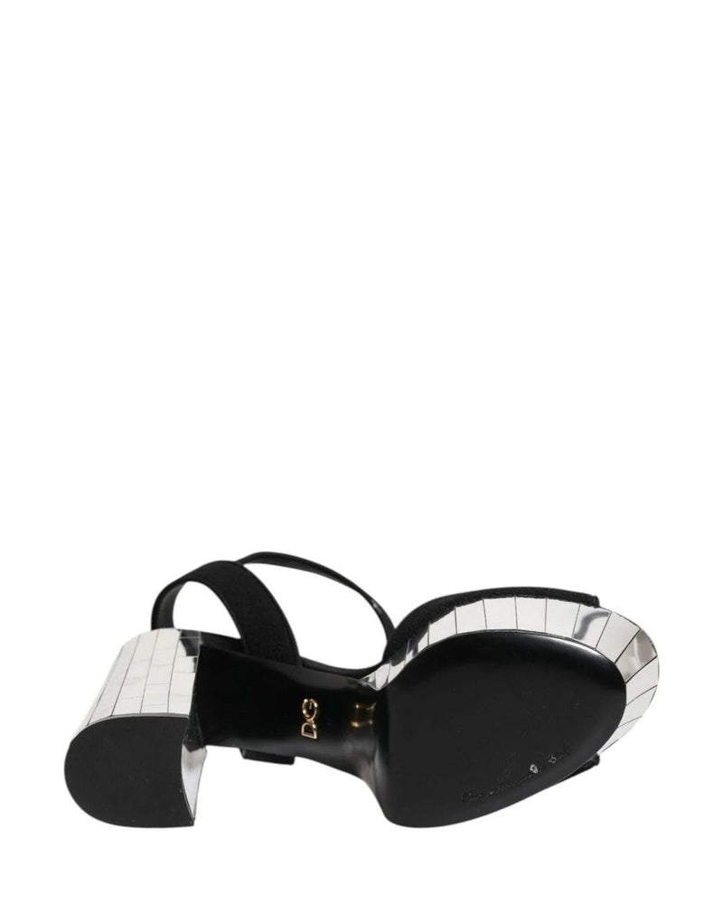 Dolce & Gabbana Black Crystal Ankle Strap Keira Sandals Shoes Heels