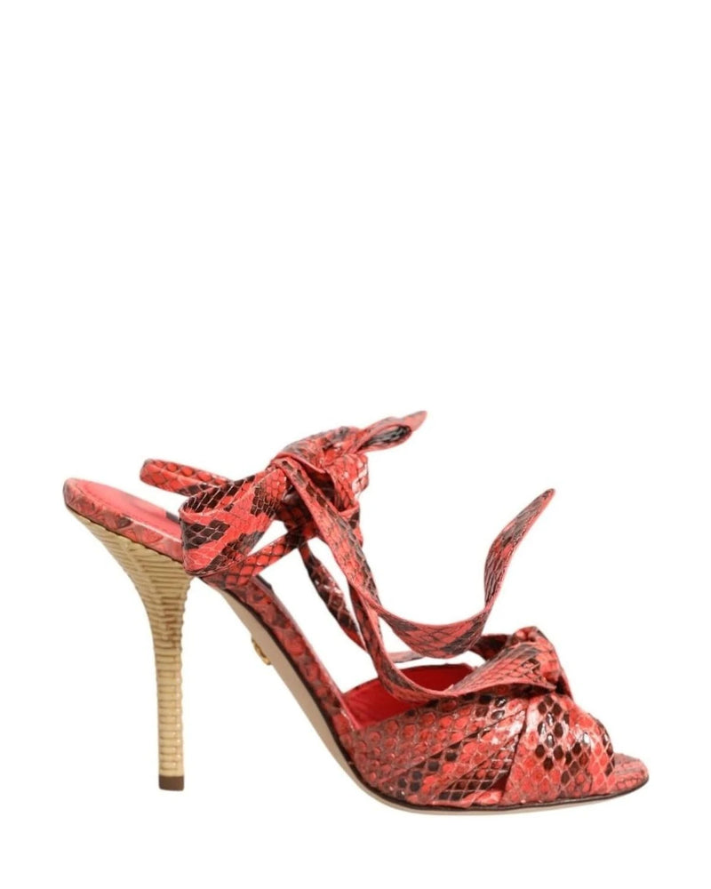 Dolce & Gabbana Coral Leather Python Heels Sandals Shoes Heels