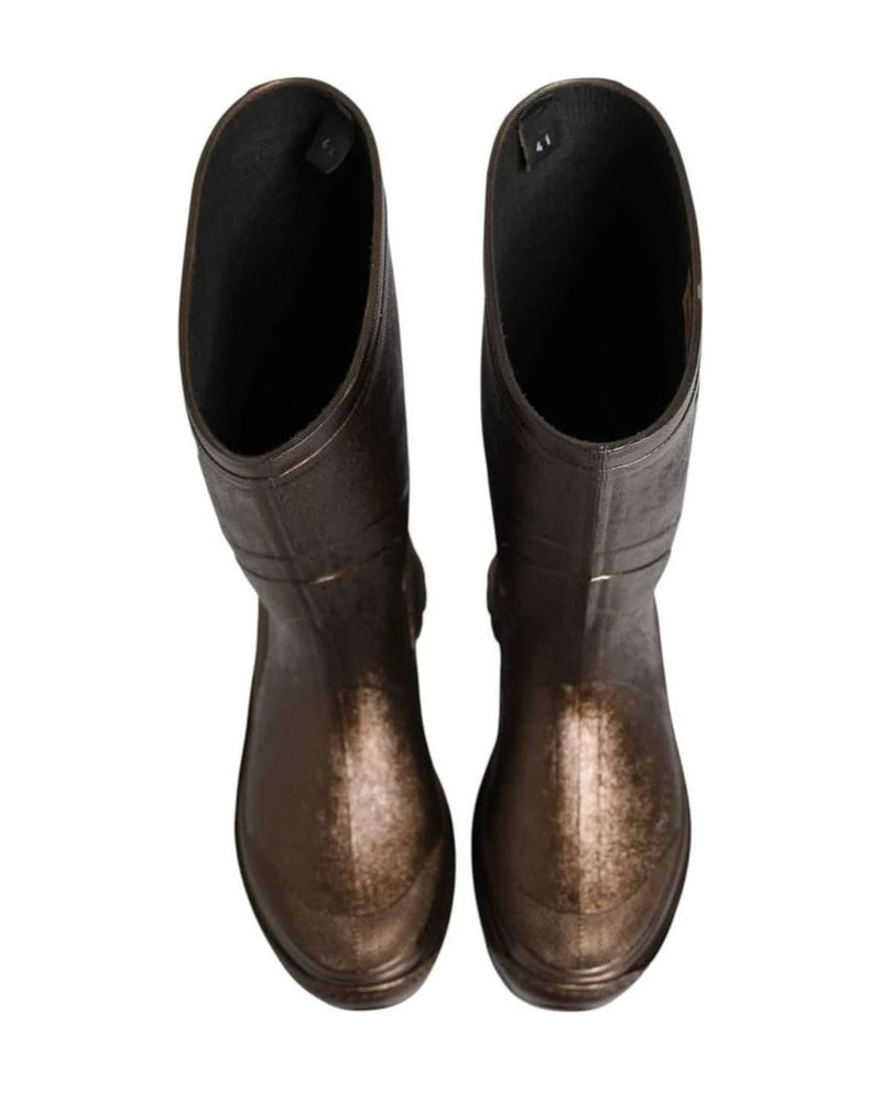Dolce & Gabbana Bronze Metallic Pull On Rain Boots Shoes Boots