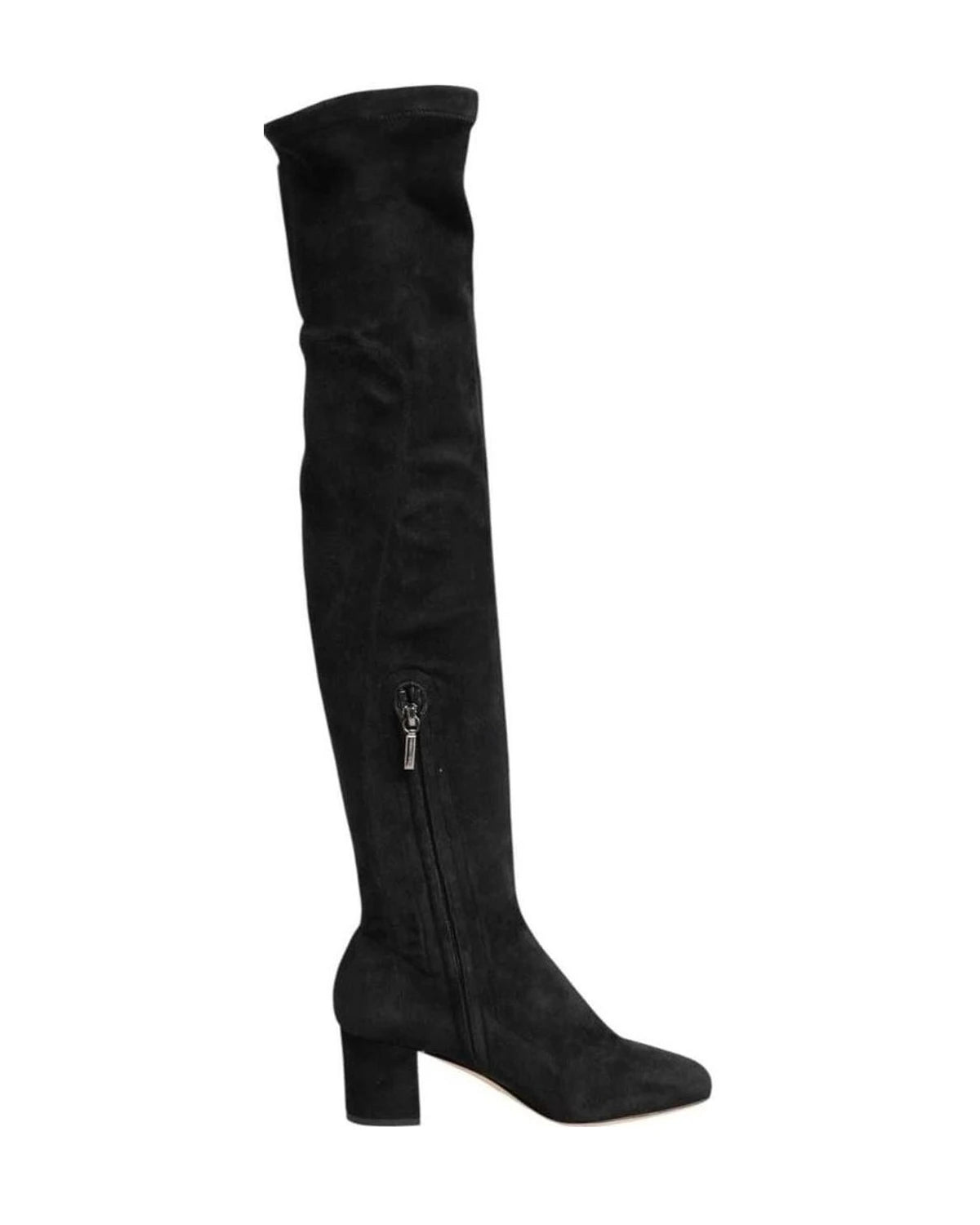 Dolce & Gabbana Black Suede Leather Knee High Boots Shoes Boots